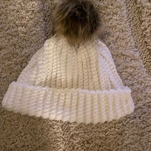 Cozy White Knit Pom-Pom Beanie for Kids